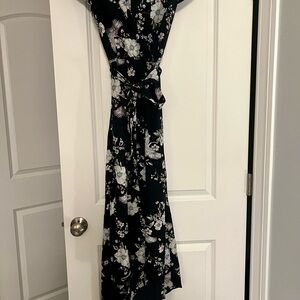 Floral / Bird Black Dress